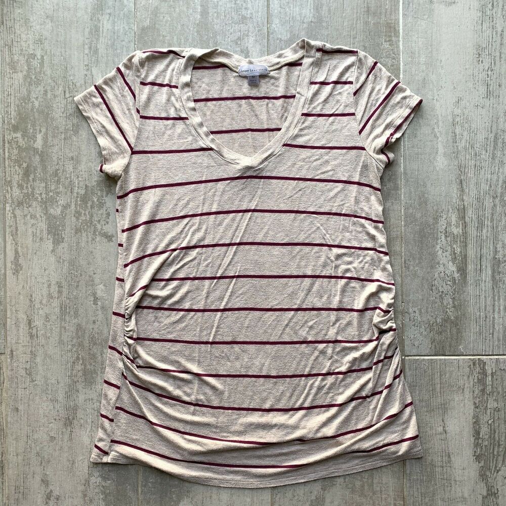 Juniper Ln Maternity V-Neck Pregnancy Top Shirt Stretch Ruched Tunic Soft M